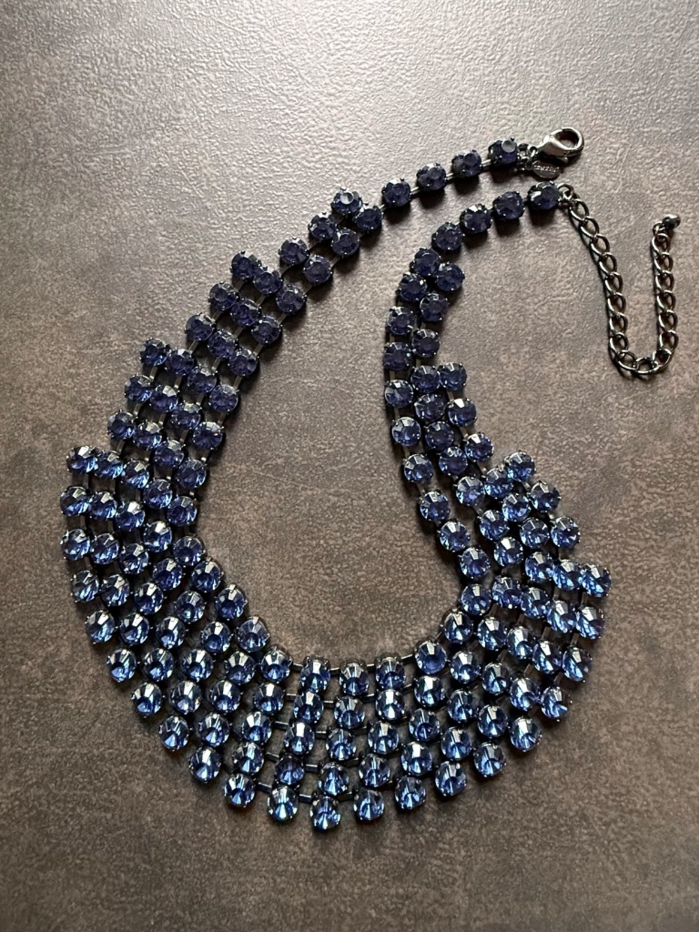 Chico’s Sapphire Rhinestone Statement Bib Gunmetal Whimsigoth